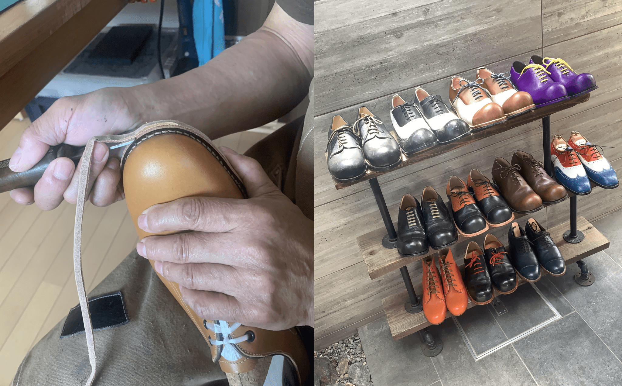 オーダー靴を制作途中の写真