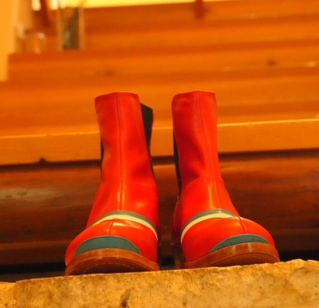 赤い靴　サイドゴアブーツ　オーダーシューズ　羽曳野